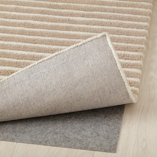 TÅGSPÅR Rug, high pile, white/beige, 170x240 cm