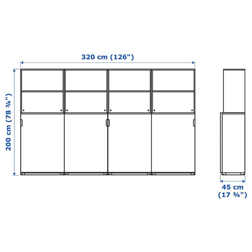 GALANT Storage combination w sliding doors, white, 320x200 cm