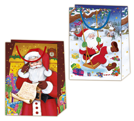 Christmas Gift Bag 230x320 Santa, 10pcs, assorted