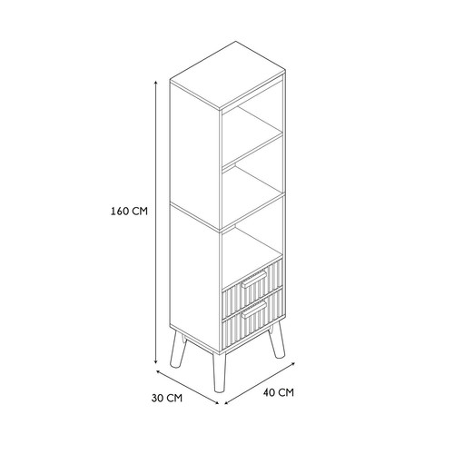 Shelving Unit Klaus, narrow, 2 drawers, natural