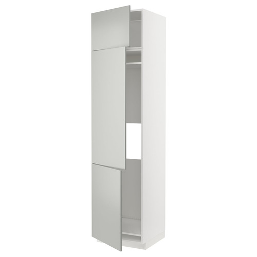 METOD High cab f fridge/freezer w 3 doors, white/Havstorp light grey, 60x60x240 cm