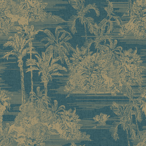 GoodHome Vinyl Wallpaper on Fleece Augie, blue