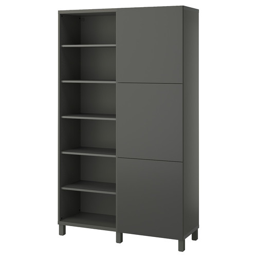 BESTÅ Storage combination with doors, dark grey/Lappviken/Stubbarp dark grey, 120x42x202 cm