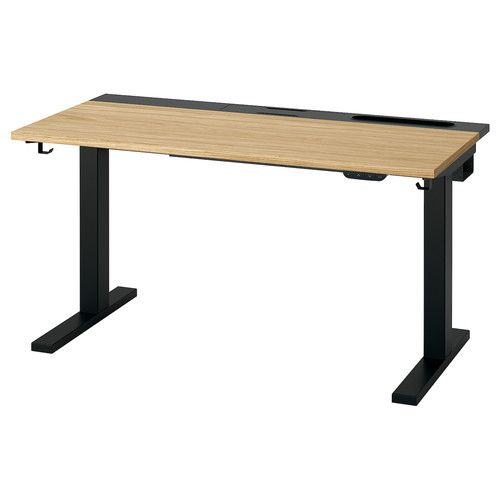 MITTZON Desk sit/stand, electric oak veneer/black, 120x60 cm