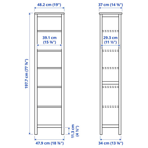 HEMNES Bookcase, white stain, 49x197 cm