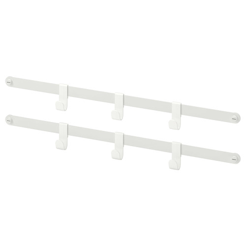 HJÄLPA 2 suspension rails + 6 hooks, white, 55 cm