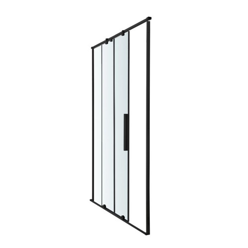 GoodHome Sliding Shower Door Ezili 140 cm, black/transparent