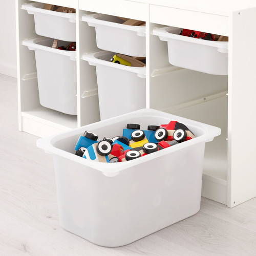 TROFAST Storage combination with boxes, white, turquoise, 99x44x56 cm