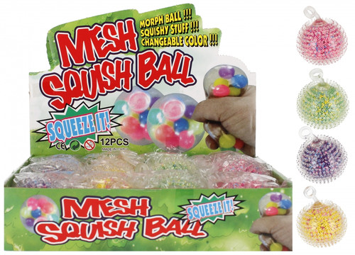 Mesh Squish Ball 1pc, assorted colours, 3+