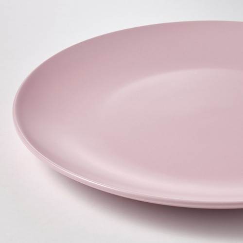 FÄRGKLAR Plate, matt light pink, 26 cm, 4 pack