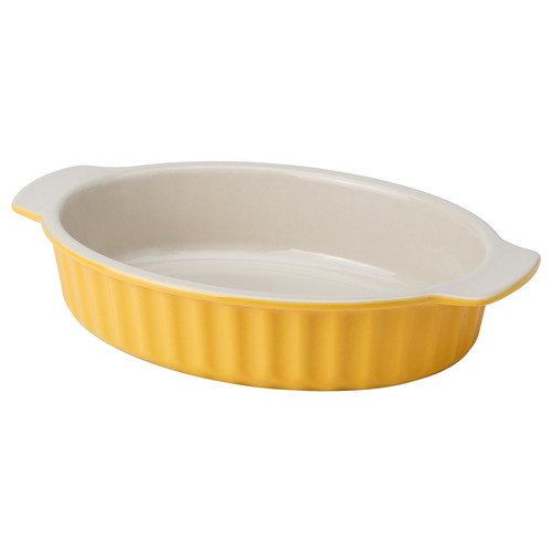 POETISK Baking dish, oval/light yellow, 32x21 cm