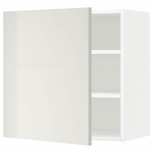 METOD Wall cabinet with shelves, white/Ringhult light grey, 60x60 cm