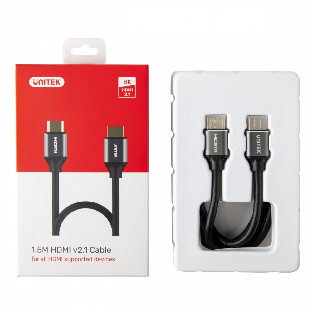 UNITEK 3m HDMI 2.1 Full UHD Cable. Supports up to 8K. Max. Res